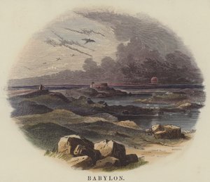 Babylon (färgad gravyr) av English School