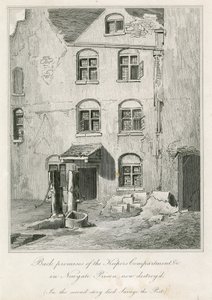 Baksidan av Keepers Compartment i Newgate Prison. I den andra historien dog poeten Richard Savage av English School