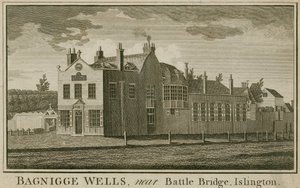 Bagnigge Wells, nära Battle Bridge, Islington, London av English School