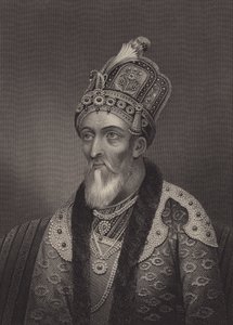 Bahadur Shah II, den siste mogulkejsaren (gravyr) av English School