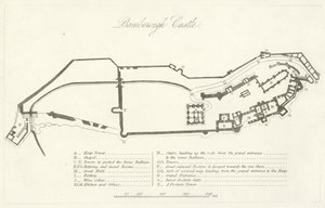 Bamborough Castle (gravyr) av English School