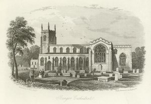 Bangor katedral, norra Wales av English School