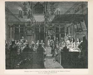 Bankett ges till kung Karl II, 30 maj 1660, av ständerna i Holland av English School