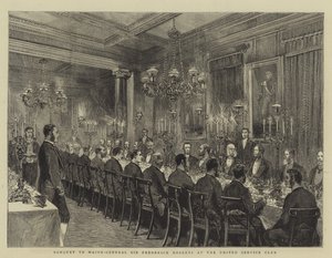 Bankett till generalmajor Sir Frederick Roberts på United Service Club, illustration för The Graphic, 4 december 1880,