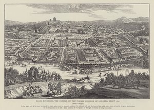 Banza Lovangiri, huvudstaden i det tidigare kungariket Lovango, cirka 1670 (foto) av English School