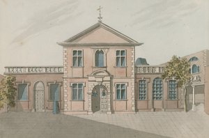 Barber Surgeons Hall, Monkwell Street, London (wc på papper) av English School