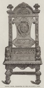 Bardischer Stuhl, dem erfolgreichen Barden überreicht (Gravur)