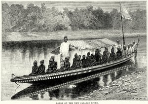 Pråm på New Calabar River (gravyr) av English School