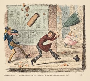 Barney Buntline och Billy Bowling; eller, The Advantages of Being at Sea, pub. 1835 (handfärgad gravyr) av English School
