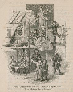 Bartholomew Fair, 1721; Lee och Harpers Booth av English School