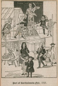 Bartholomew Fair, 1721; Lee och Harpers Booth av English School