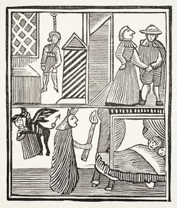 Batemans Tragedy, illustration från Chap-books of the Eighteenth Century av John Ashton, pub. 1882 av English School