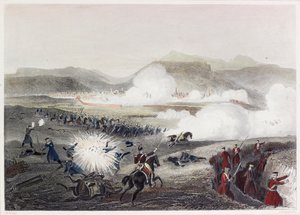Battle Of Kars (färgad gravyr) av English School