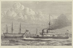 Slagskepp från 1800 och 1875, Nelsons "Victory" och "Devastation" (gravyr) av English School