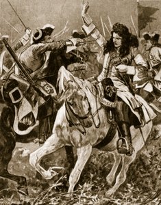 Slaget vid Malplaquet, 11 september 1709: Chevalier St. George sårad under det spanska tronföljdskriget; av English School