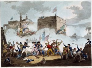 Slaget vid Saint John of Acre, 8 maj 1799 - i "" Napoleonkrigen"" av Sutherland, Dubourg, London, imp. av Jenkins av English School