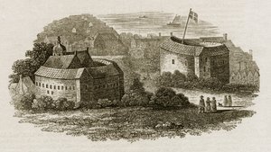 Bear Garden and Globe Theatre, Southwark, London, ca 1600 (gravyr) av English School
