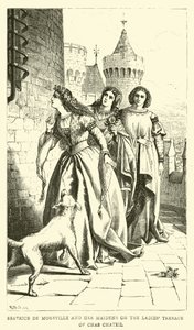 Beatrice de Moreville och hennes jungfrur på Ladies Terrace of Chas Chateil av English School