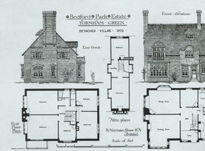 Bedford Park Estate, Turnham Green, från The Building News, 1879 av English School