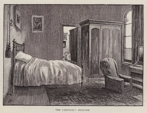 Sovrum av Henry Edward Manning, engelsk katolsk kardinal och ärkebiskop av Westminster (litho) av English School
