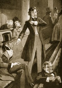 Benjamin Disraeli håller sitt första tal i kammaren av English School