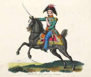 Bernadotte, Sveriges kronprins, pub. av Richard Evans, engr Romney, illustration från An Historical Account of the Battle of Waterloo av William Mudford, 1816 av English School