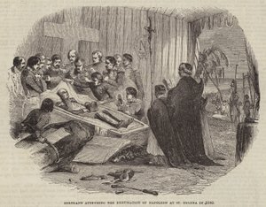 Bertrand närvarade vid exhumationen av Napoleon i St Helena 1840 av English School