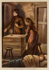 Bessie väntade på sin bror (färglitografi) av English School
