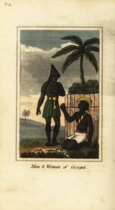 Bijogos man och kvinna från Cazegut (Bissagos Islands, Guinea Bissau, Västafrika) av English School