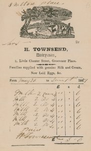 Bill från H Townsend, Dairyman av English School