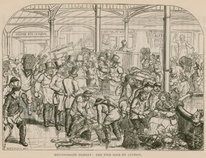 Billingsgate Market, fisken som säljs på auktion av English School