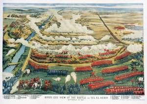 Fågelperspektiv av slaget vid Tel el-Kebir den 13 september 1882 av English School