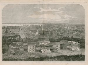 Fågelperspektiv över staden Washington, med Capitolium i förgrunden