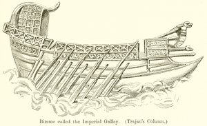 Bireme kallade Imperial Galley. (Trajanus kolumn) av English School