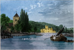 Klostret Bisham Abbey. (gravyr, ca 1850) av English School