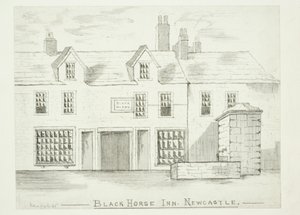 Black Horse Inn, Newcastle upon Tyne (bläck (tvätt) & penna och bläck på papper) av English School