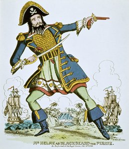 Blackbeard the Pirate (färgad gravyr) av English School