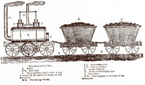 Blenkinsops racklokomotiv, ca. 1814 (gravyr) av English School
