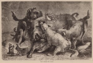 Vildsvinsjakt, attacken (gravyr) av English School