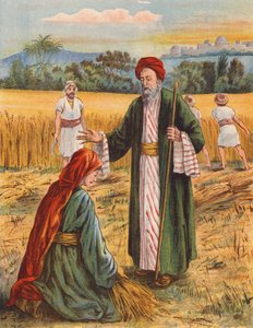 Boaz och Rut i skördefältet (färglitografi) av English School