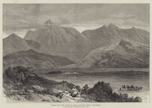Bodeen Peak och byn Madzai, Khoorum Valley, Afghanistan (gravyr) av English School