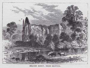Bolton Abbey, nära Skipton (gravyr) av English School