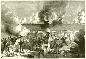 Bombardement av Fort Sumter av batterierna i de konfedererade staterna, 13 april 1861 av English School