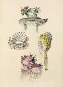 Motorhuvar för ett tillfälle, modetallrik från Ackermanns Repository of Arts av English School