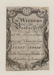 Bokhandlare, Edward Withers, handelskort av English School