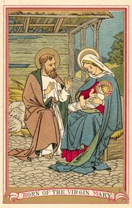 Född av Jungfru Maria (färg litho) av English School