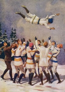Studsa, en kanadensisk vintersport (litho i färg) av English School