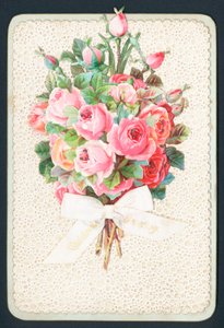 Bukett rosa rosor, julkort av English School