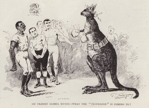 Boxningskänguru (litho) av English School