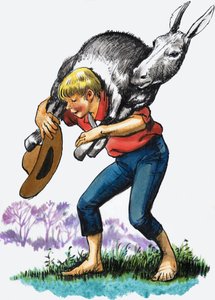 Pojke som bär en åsna av English School